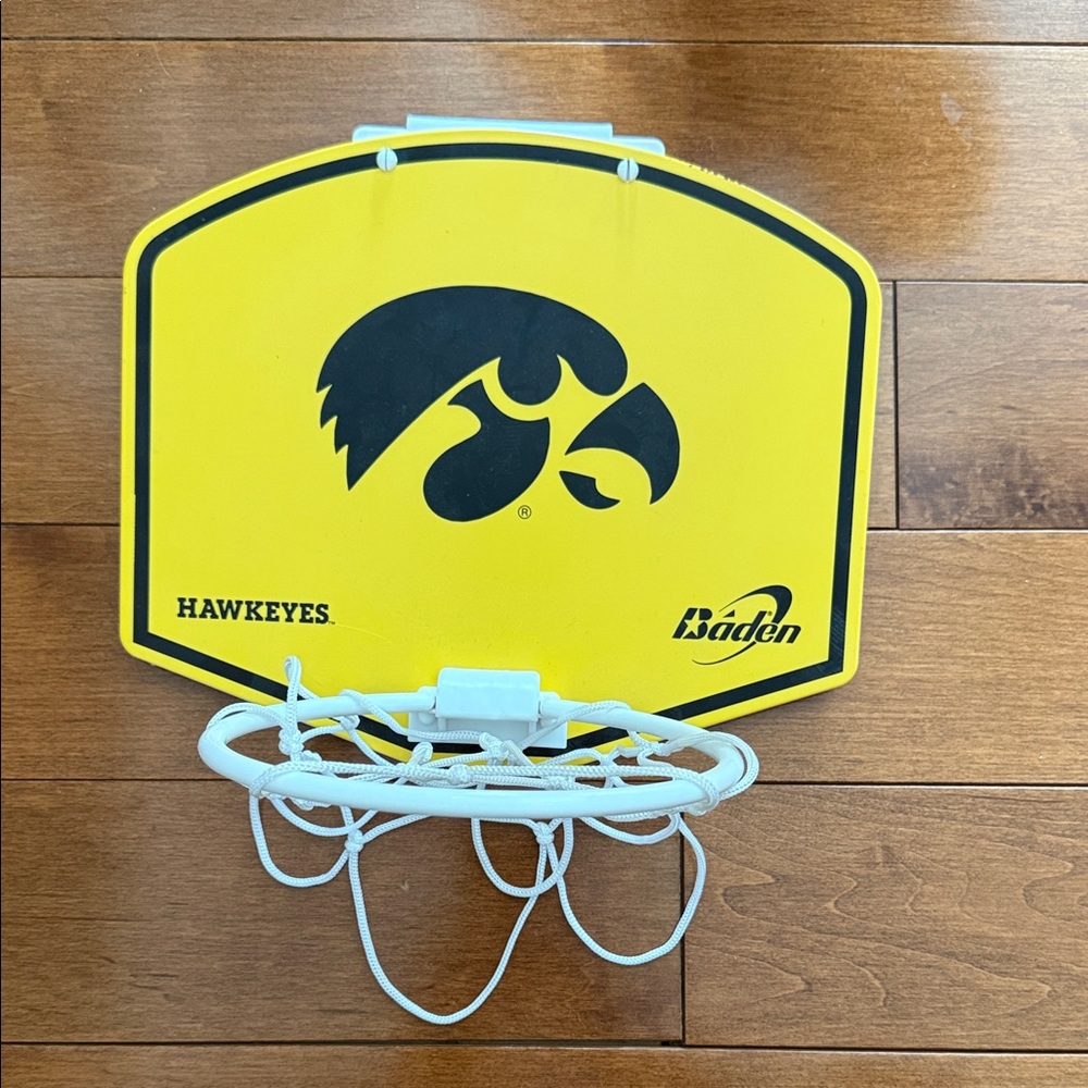 Iowa Hawkeye White Mini Hoop with Net - Compact Over-the-Door Backboard